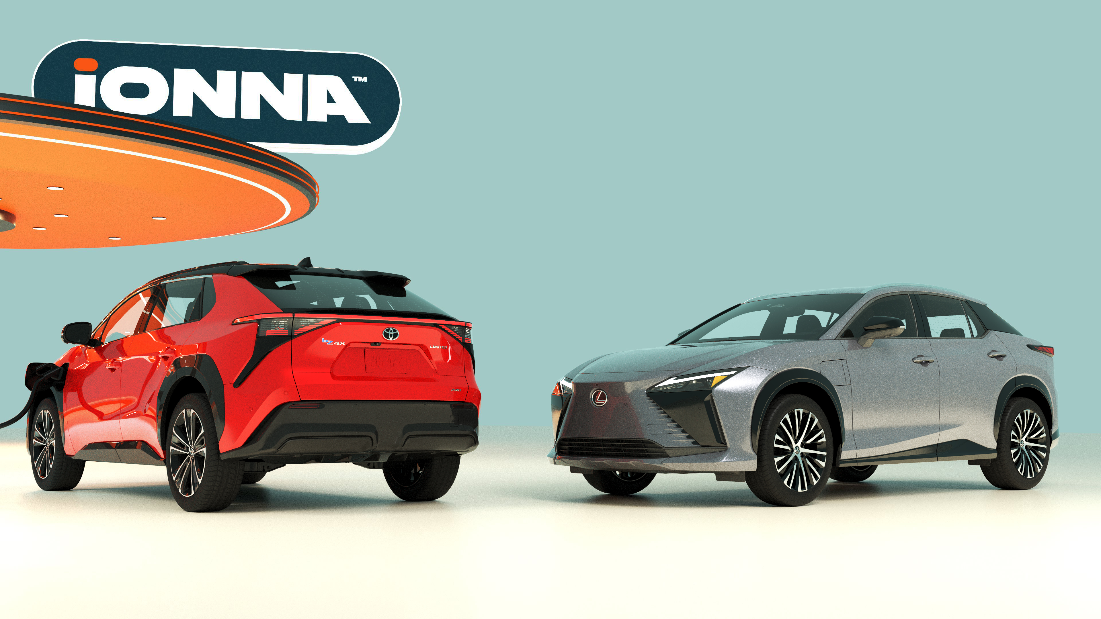 Concept Image of Toyota and Lexus Electric SUVs at an IONNA Charging Station | IONNA